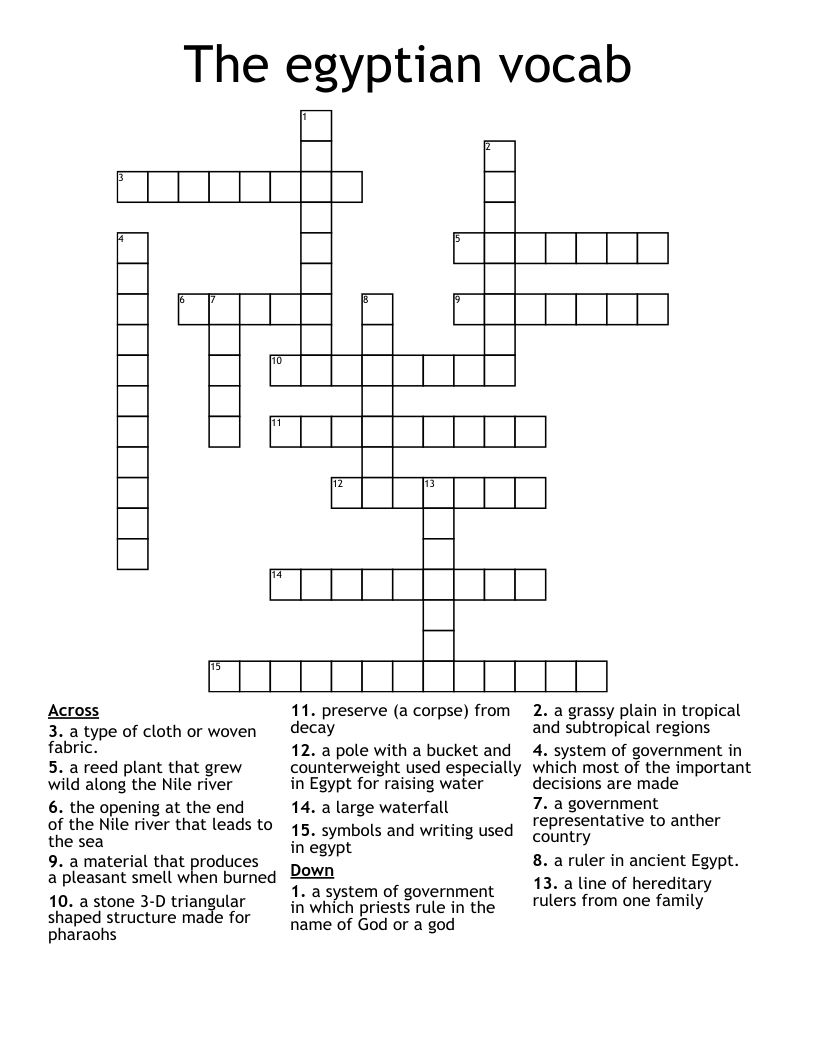 The egyptian vocab Crossword