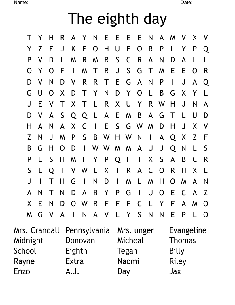 The eighth day  Word Search