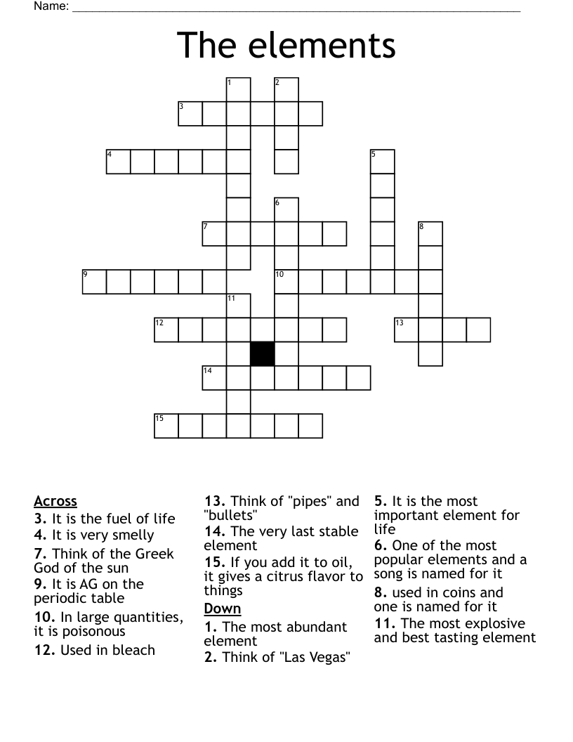 The elements Crossword