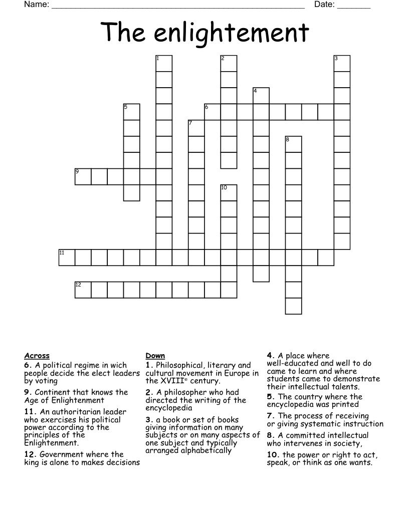 The enlightement  Crossword
