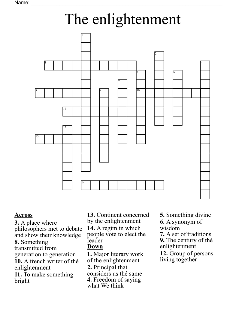 The enlightenment Crossword