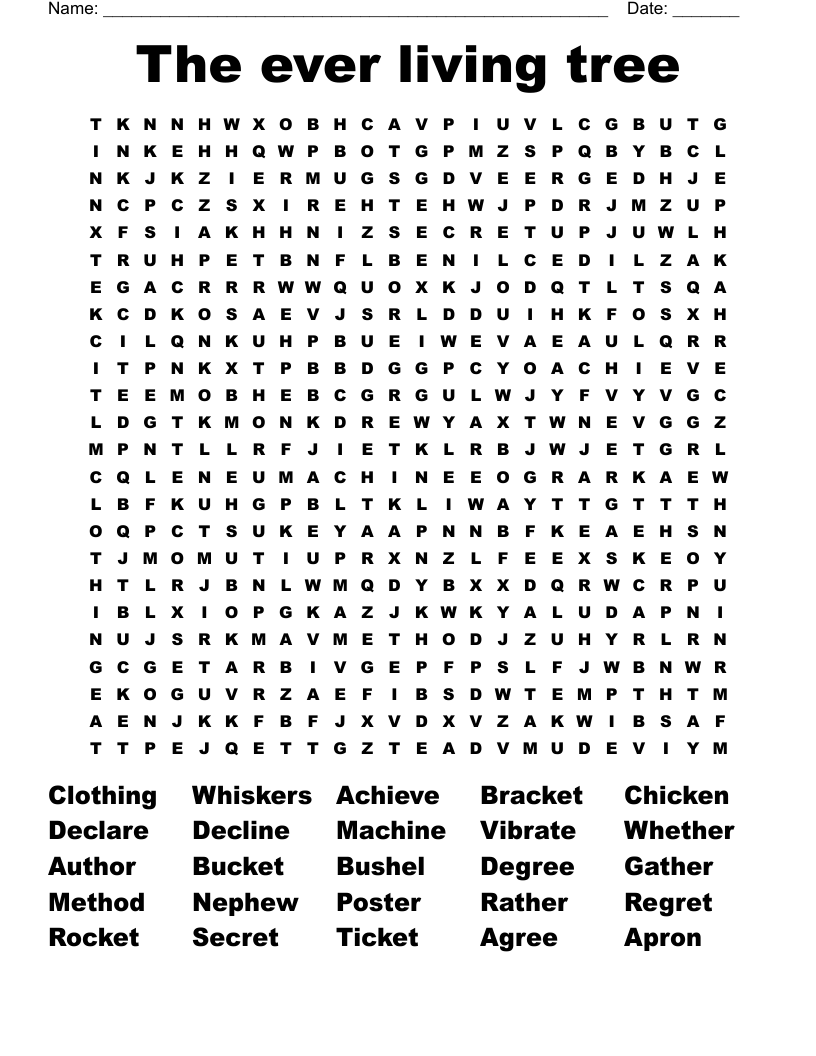 The ever living tree Word Search