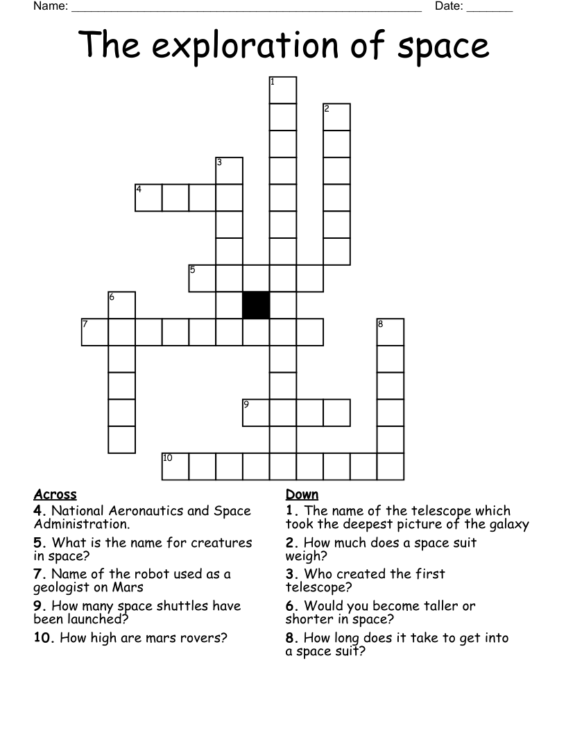 The exploration of space Crossword