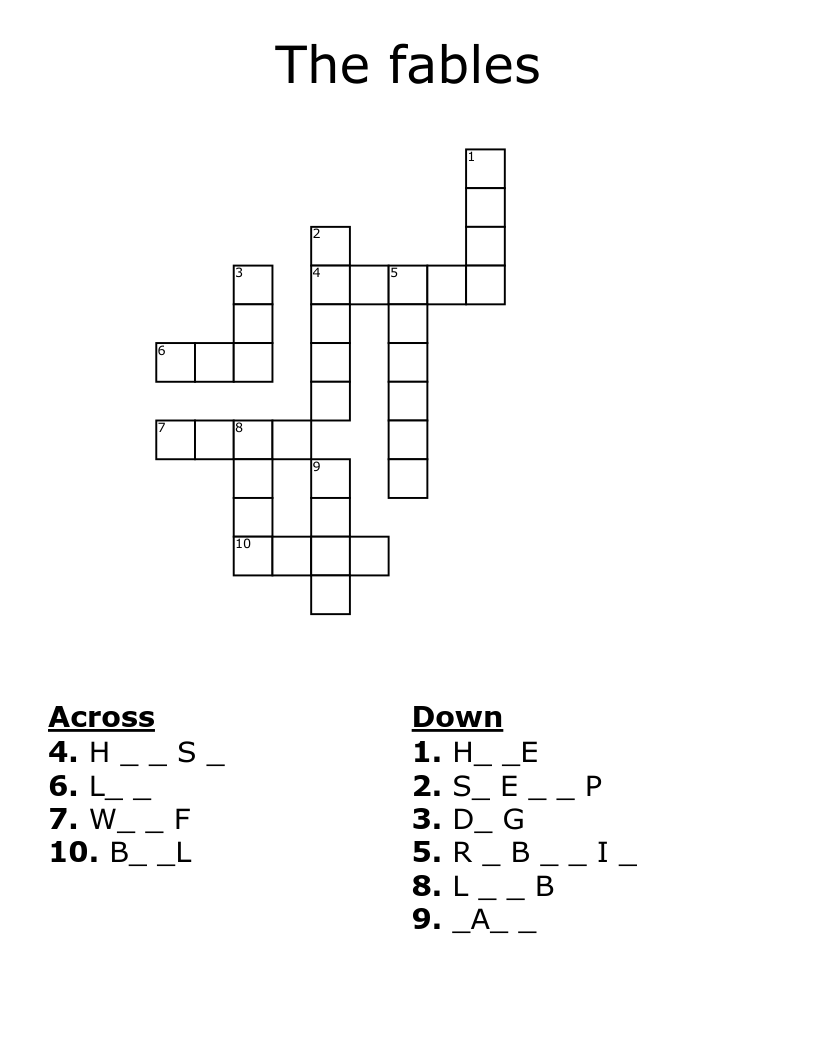 The fables Crossword