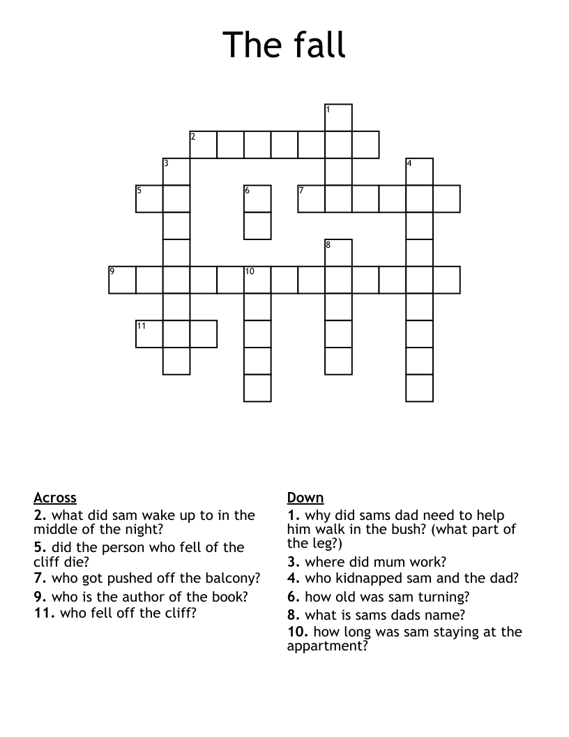 The fall Crossword