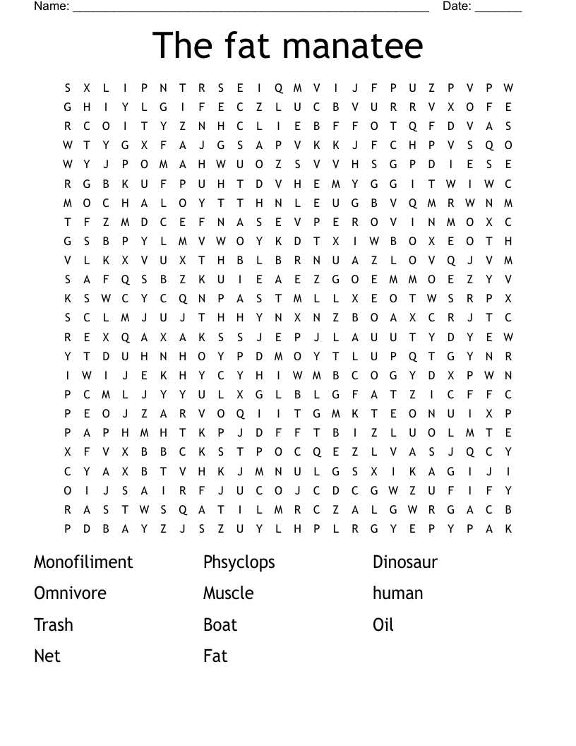 The fat manatee Word Search