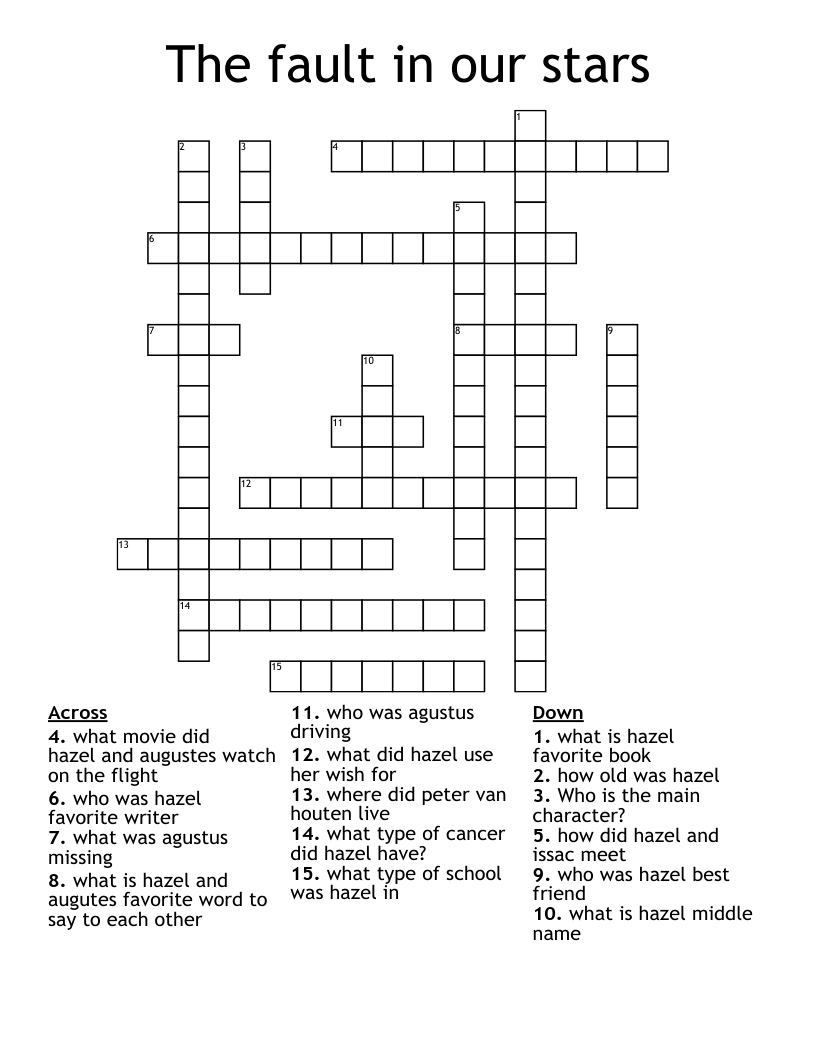 The fault in our stars  Crossword