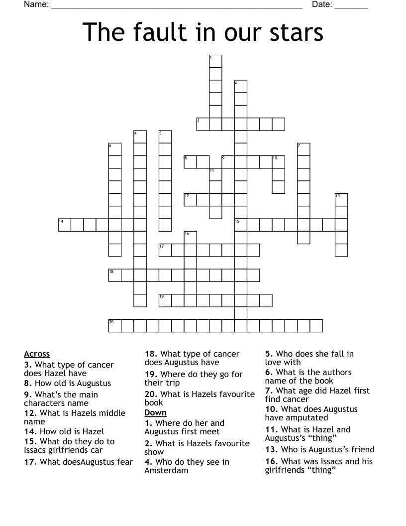 The fault in our stars  Crossword