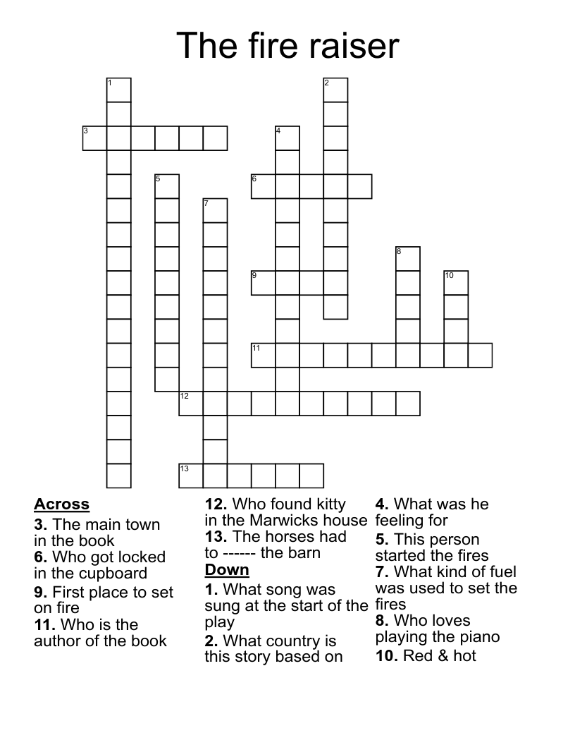 The fire raiser Crossword