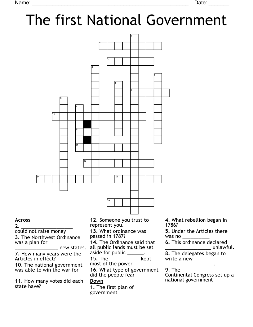 The first National Government Crossword