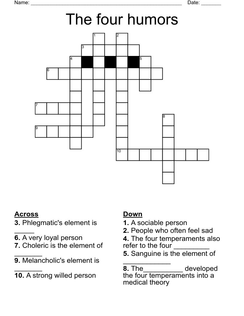The four humors Crossword