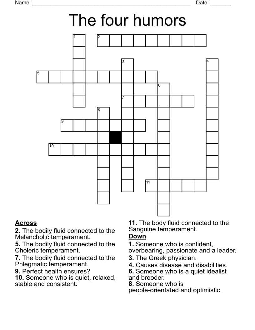 The four humors Crossword