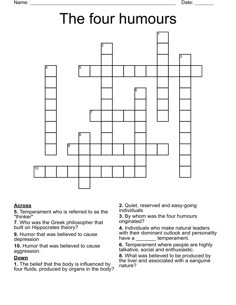 The four humours Crossword