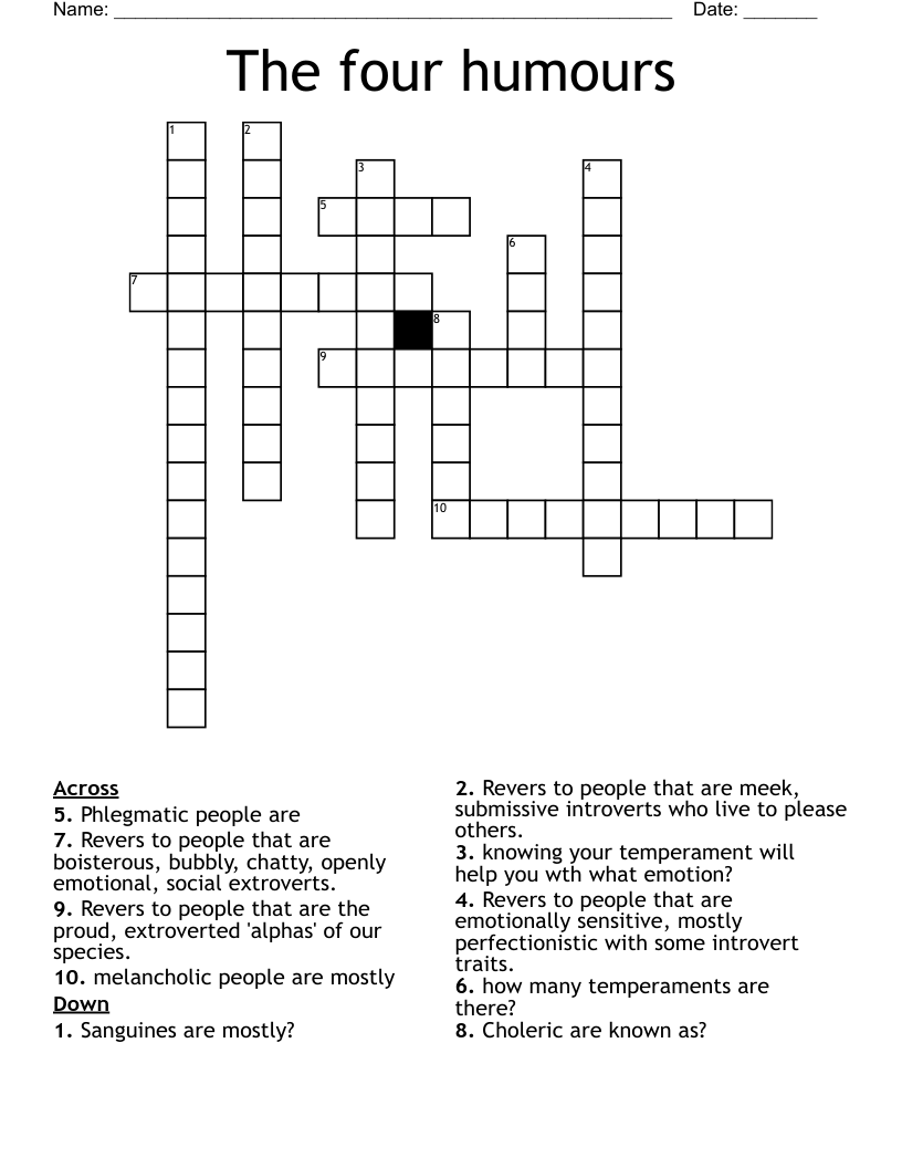 The four humours Crossword