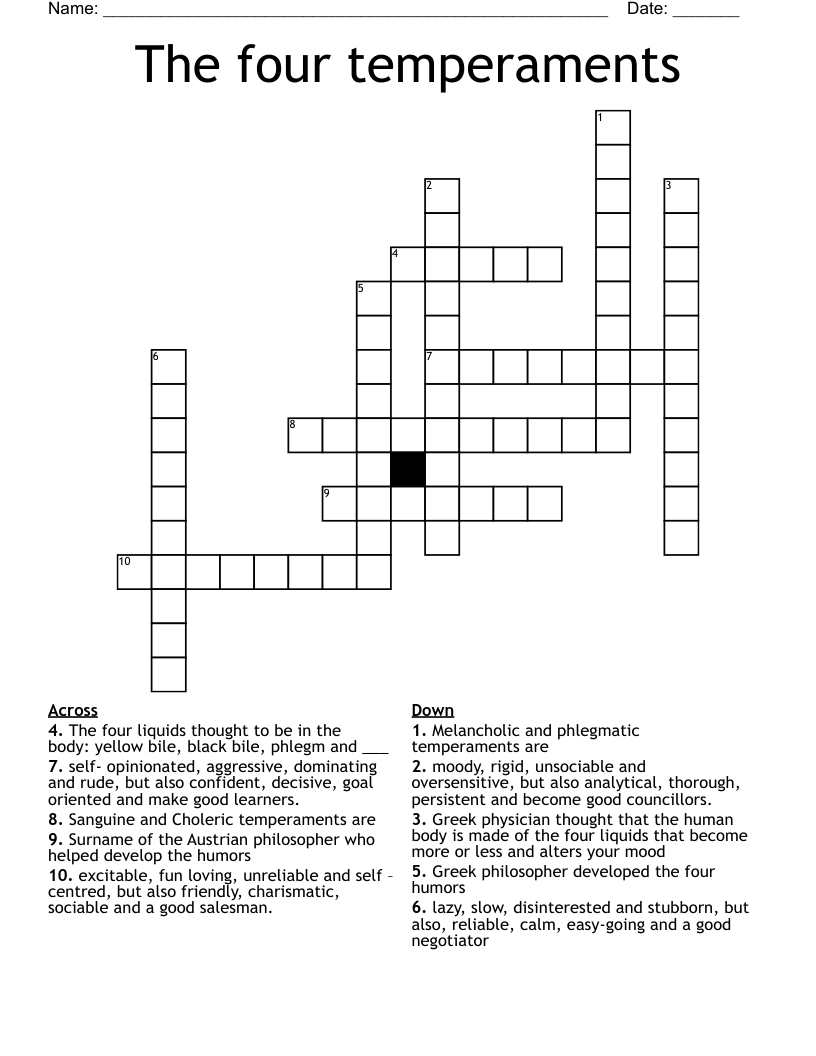 The four temperaments Crossword