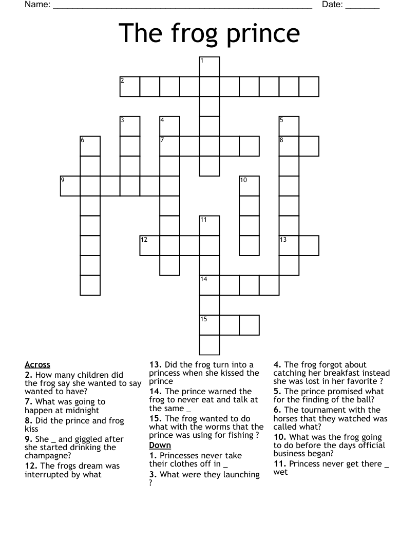 The frog prince  Crossword