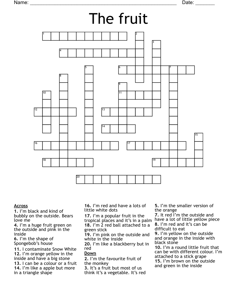 The fruit Crossword