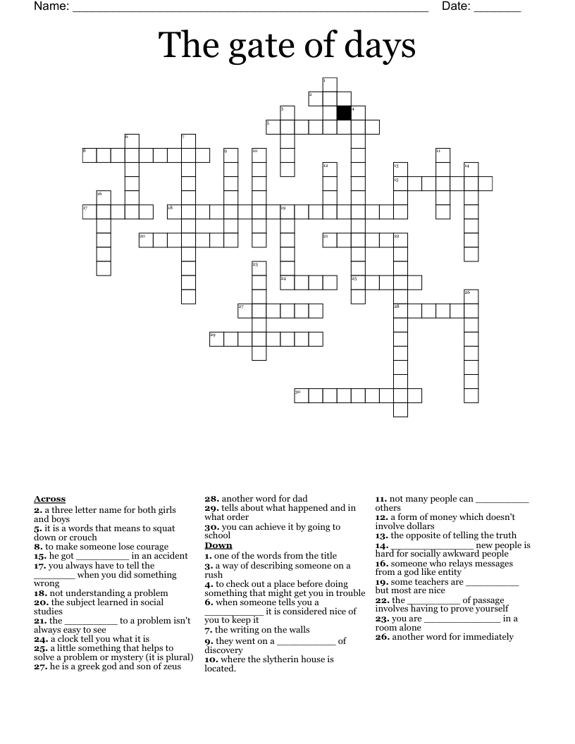The gate of days Crossword