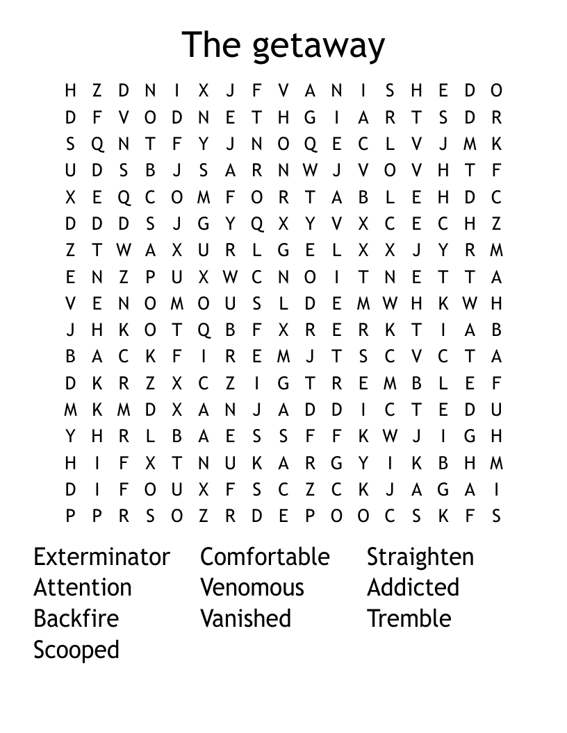 The getaway Word Search