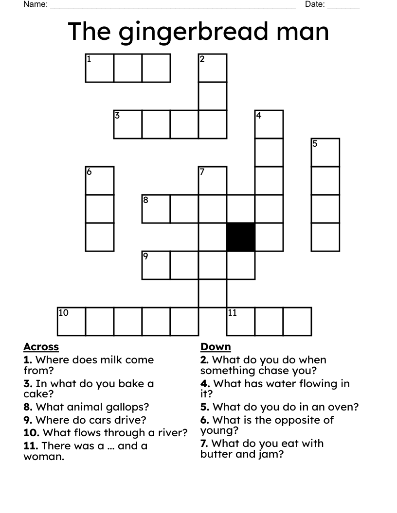 The gingerbread man Crossword
