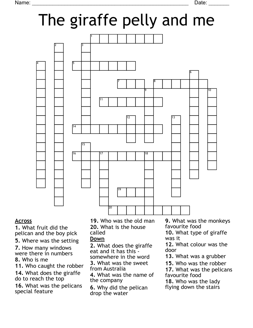 The giraffe pelly and me Crossword