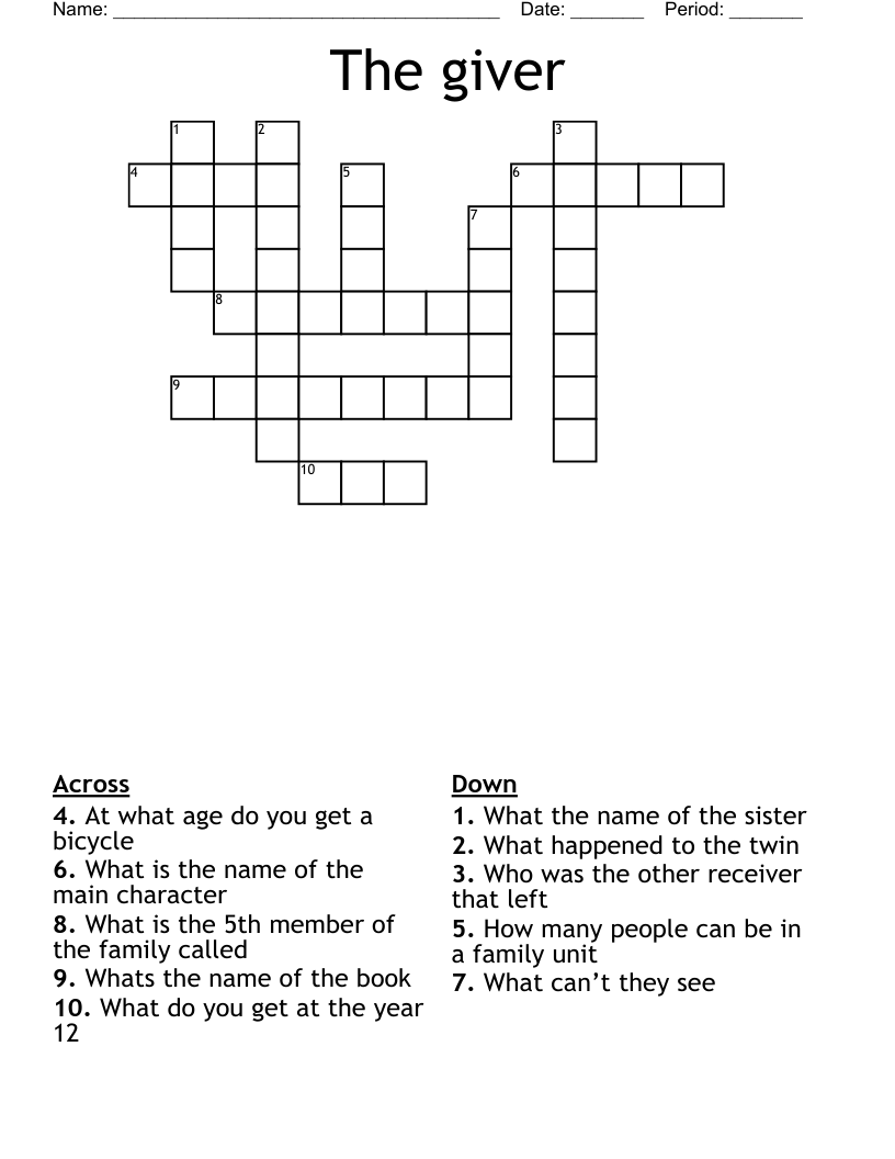 The giver Crossword