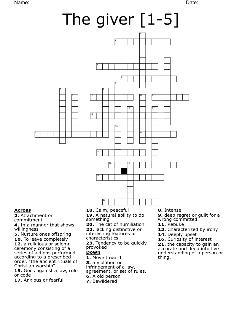 The giver [1-5] Crossword