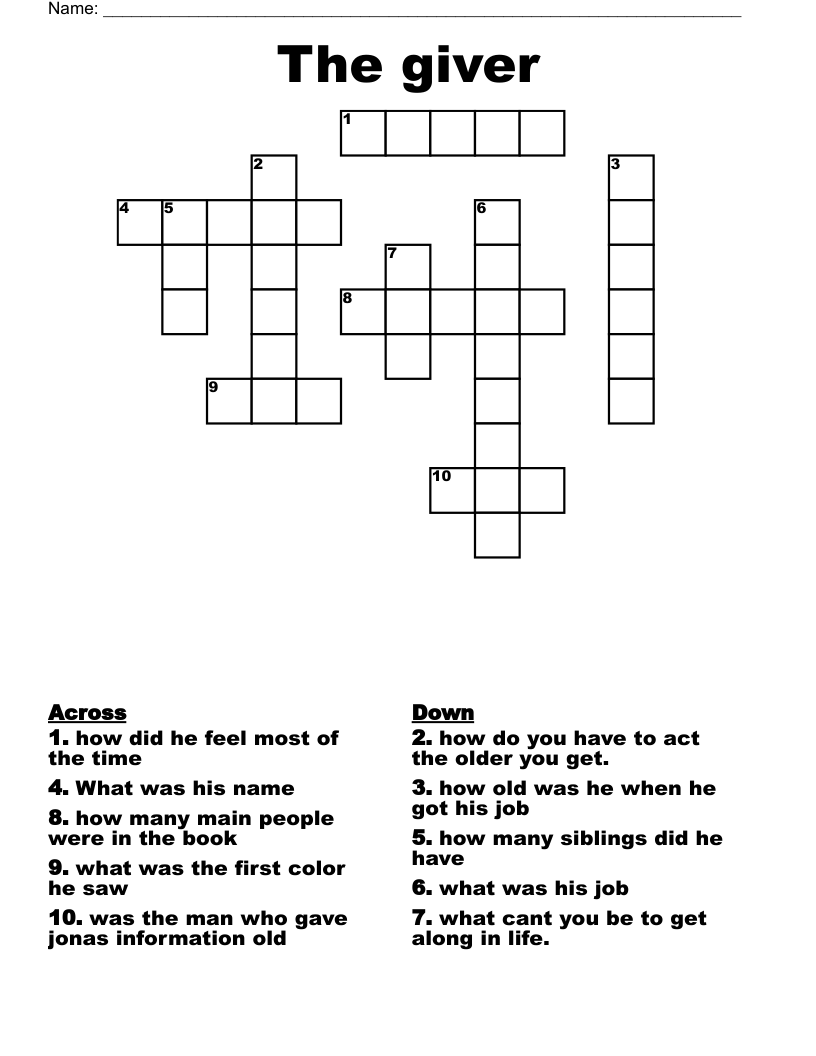 The giver Crossword