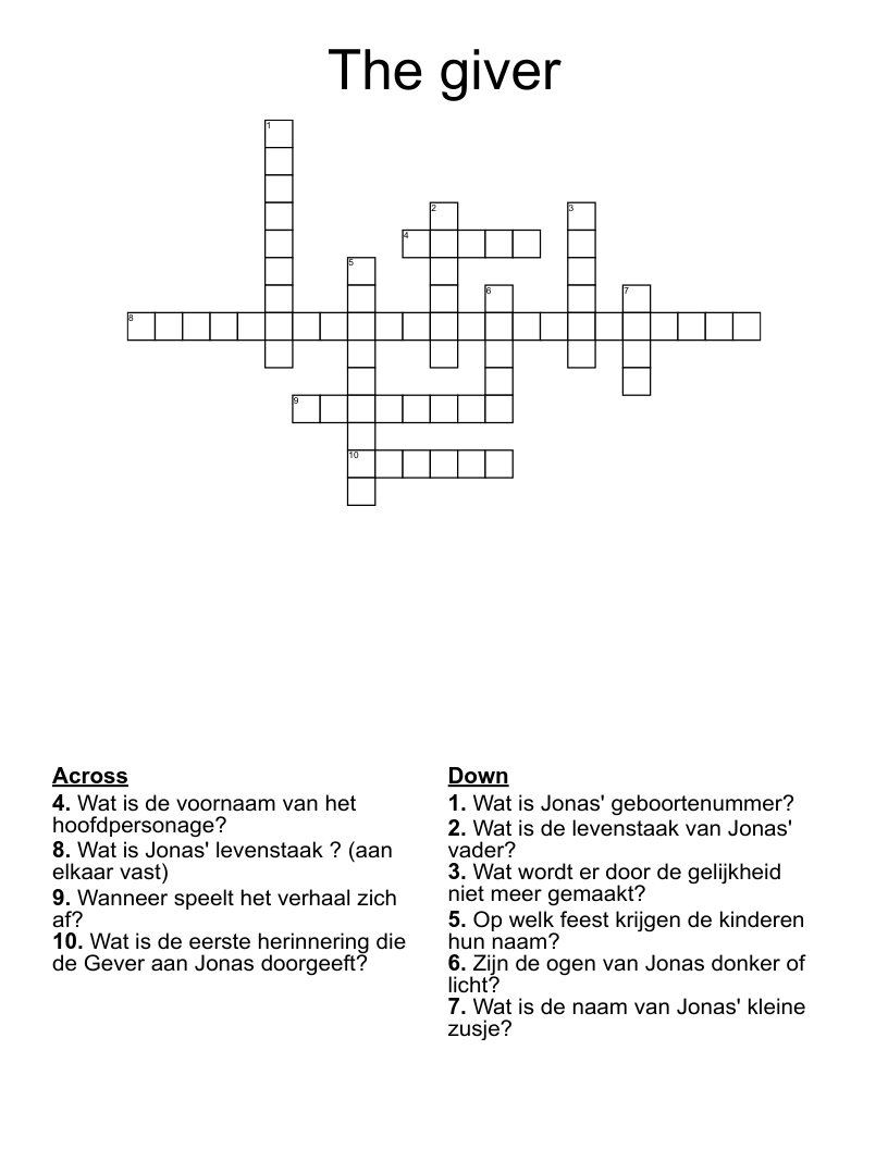 The giver Crossword