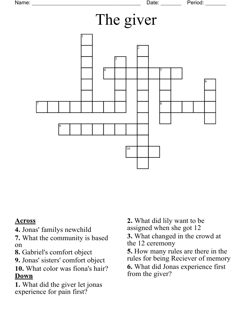 The giver Crossword