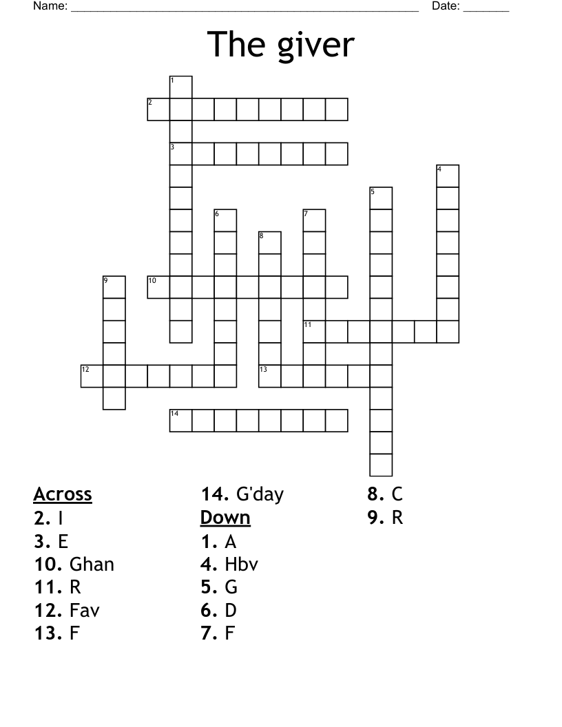 The giver  Crossword