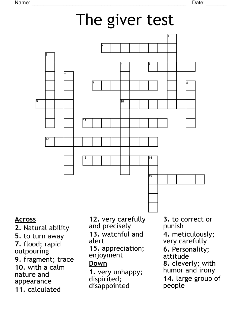 The giver test Crossword