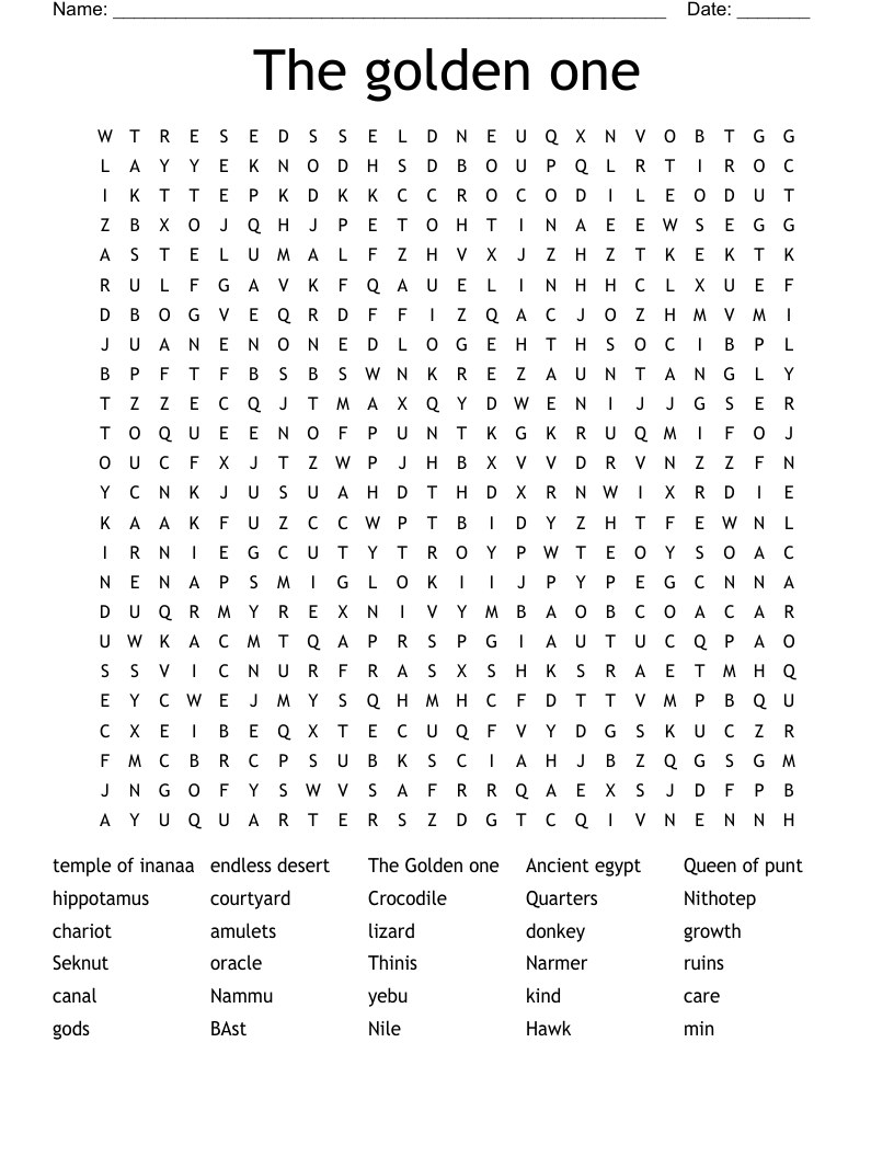 The golden one  Word Search