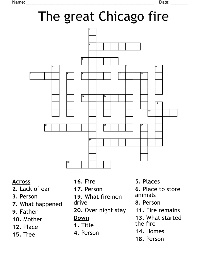 The great Chicago fire Crossword