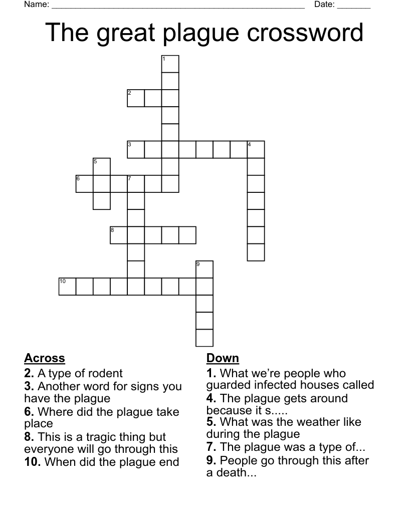 The great plague crossword