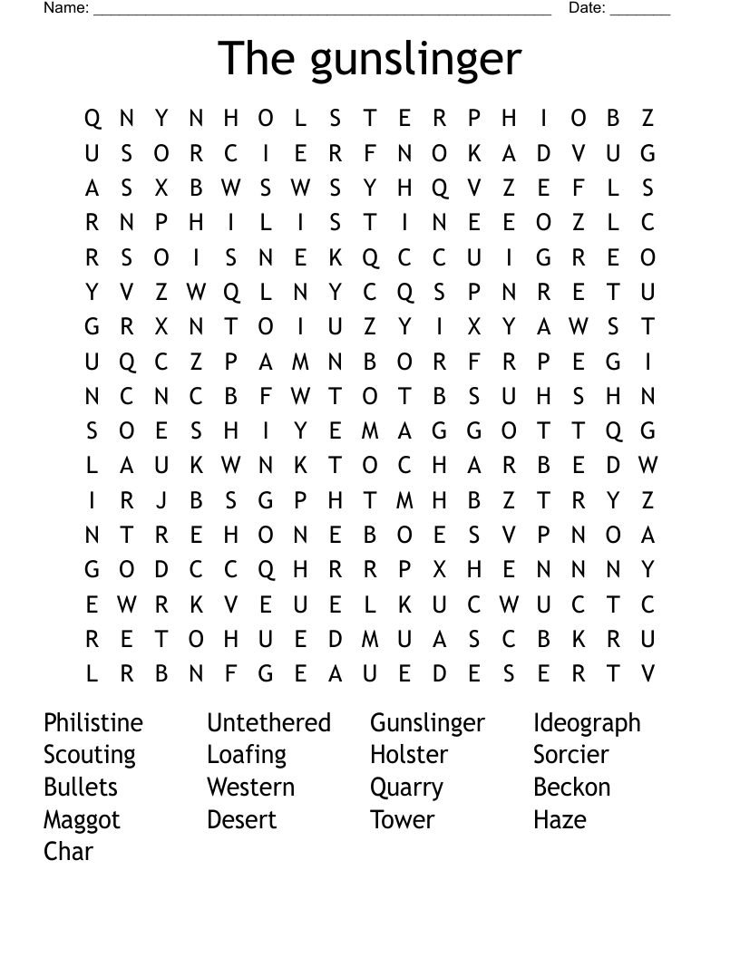 The gunslinger Word Search