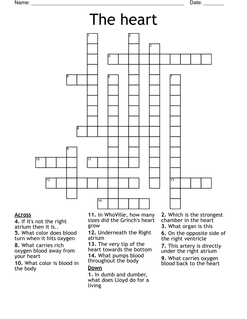 The heart Crossword