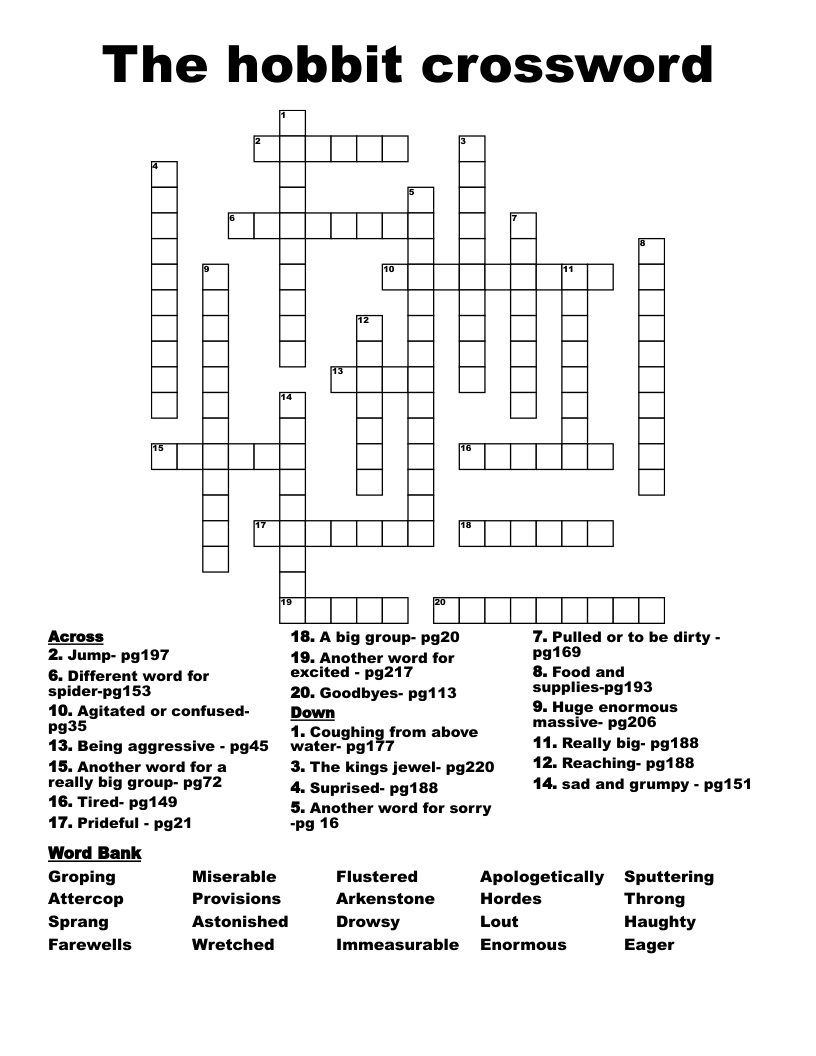 The hobbit crossword 