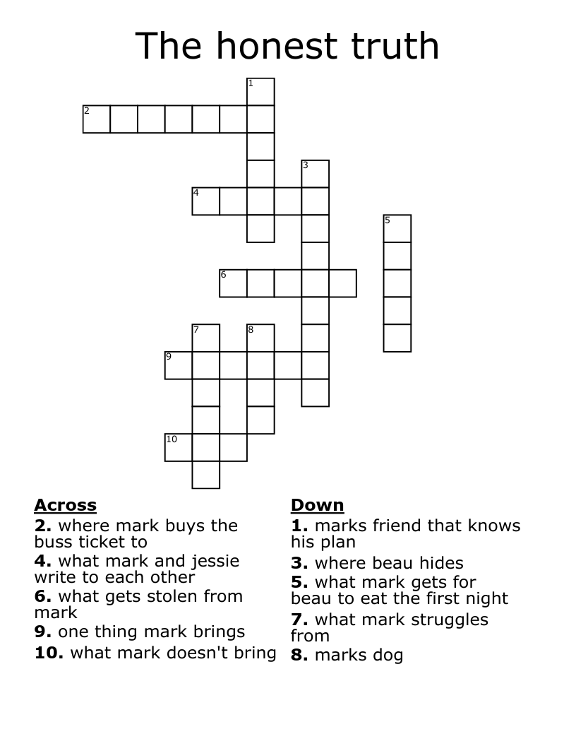 The honest truth Crossword