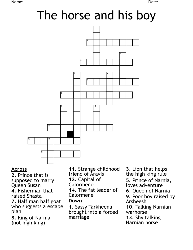 The horse and his boy Crossword