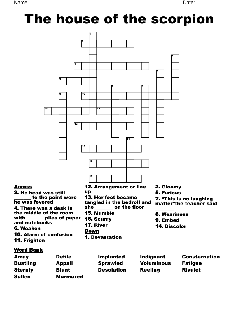 The house of the scorpion Crossword