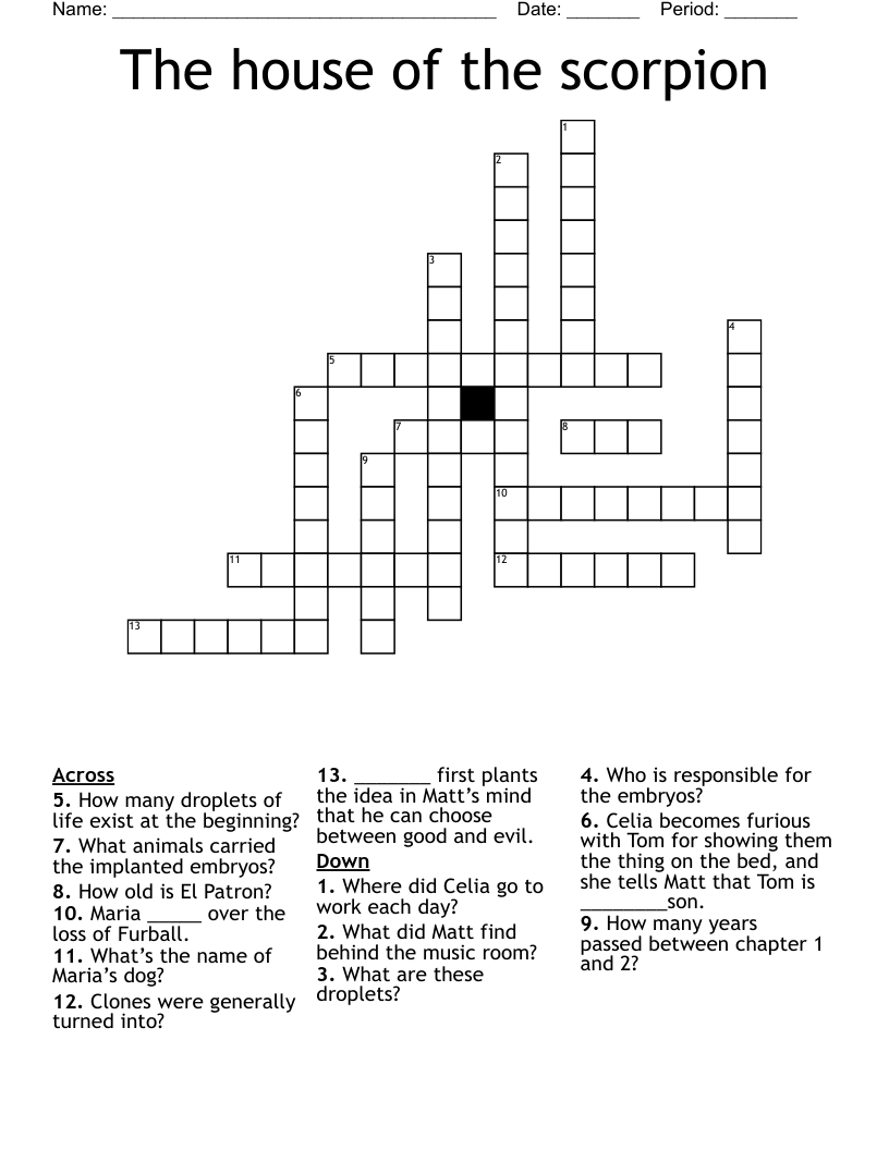 The house of the scorpion  Crossword