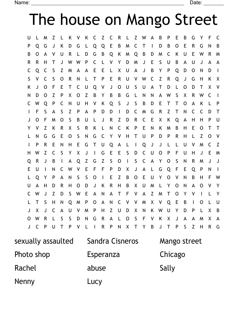 The house on Mango Street Word Search