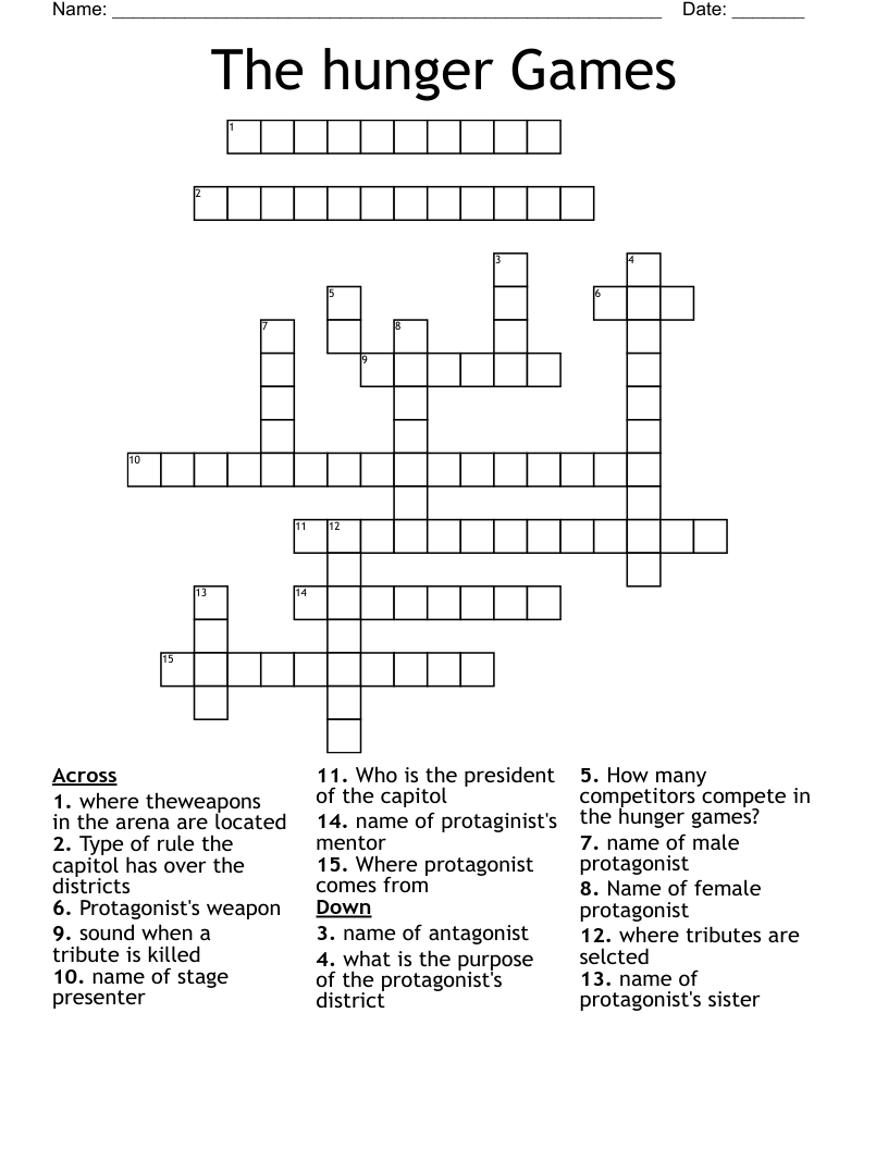 The hunger Games Crossword