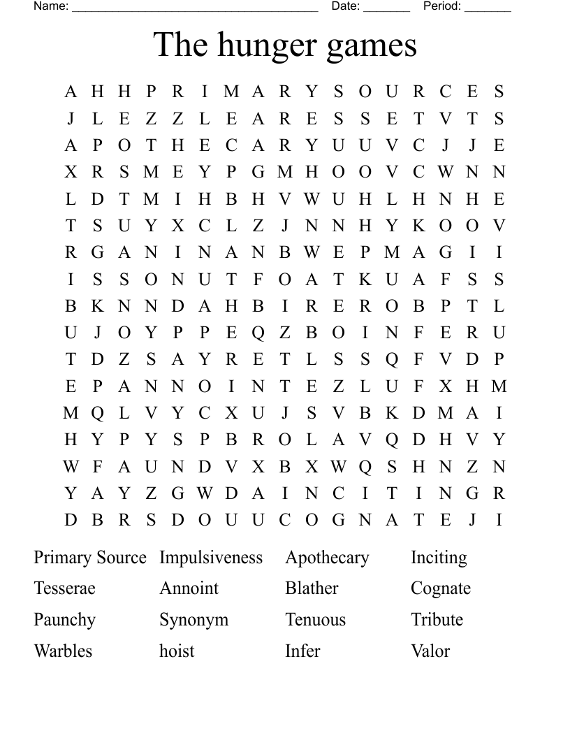 The hunger games Word Search