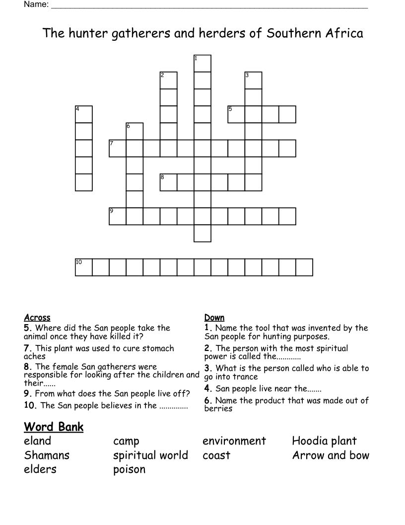 The hunter gatherers and herders of Southern Africa Crossword
