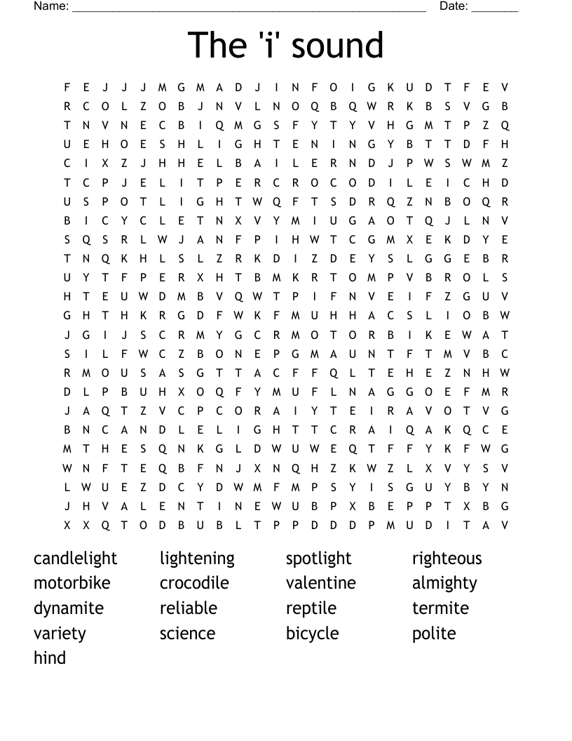 The 'i' sound Word Search