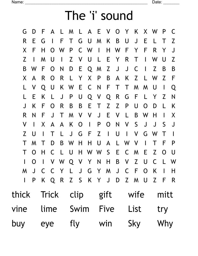 The 'i' sound Word Search