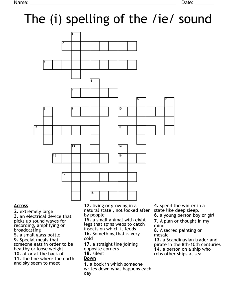 The (i) spelling of the /ie/ sound Crossword