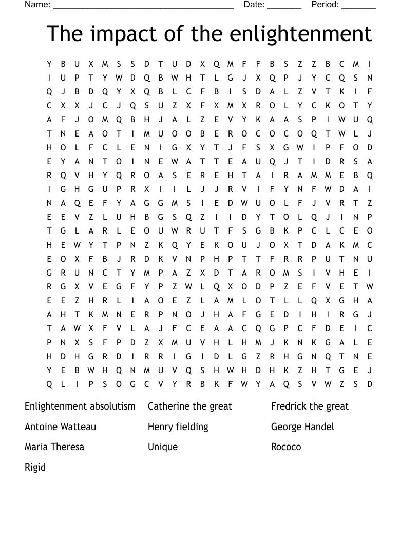 The impact of the enlightenment  Word Search